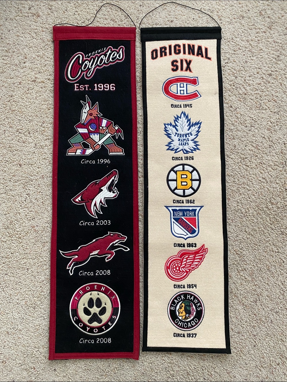 Vintage Hockey NHL Banners. Phoenix Coyotes/Original Six.
